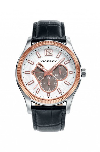 Męski zegarek Viceroy 42253-05 z czarnej skóry