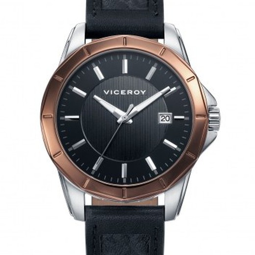 Męski zegarek Viceroy 42289-57 z czarnej skóry