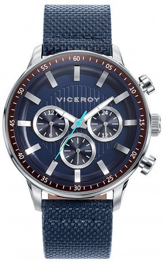 Męski zegarek Viceroy 42305-37 z niebieskiej skóry