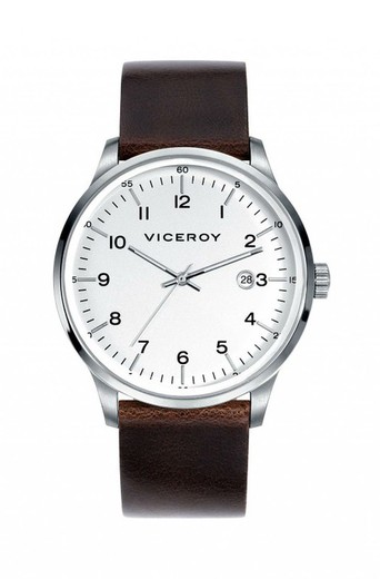 Męski zegarek Viceroy 432289-04 z brązowej skóry w stylu vintage