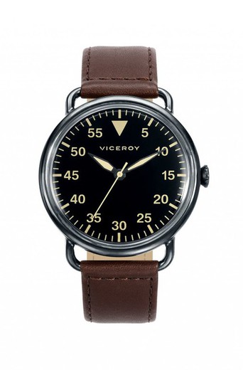 Relógio masculino Viceroy 46597-54 vintage de couro marrom