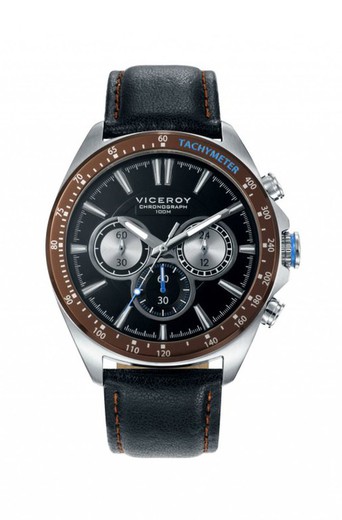 Męski zegarek Viceroy 46647-57 z czarnej skóry Sportif