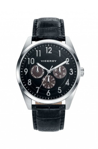 Męski zegarek Viceroy 46675-55 z czarnej skóry