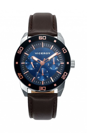 Męski zegarek Viceroy 471021-37 z brązowej skóry