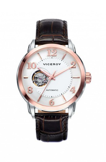 Relógio masculino Viceroy 471037-05 automático de couro marrom
