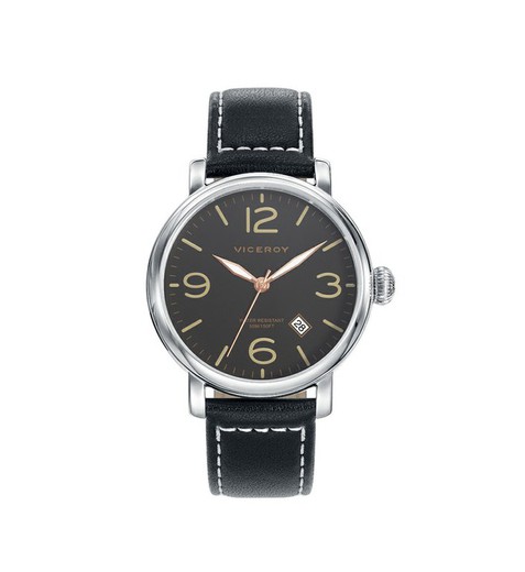 Męski zegarek Viceroy 471049-99 z czarnej skóry