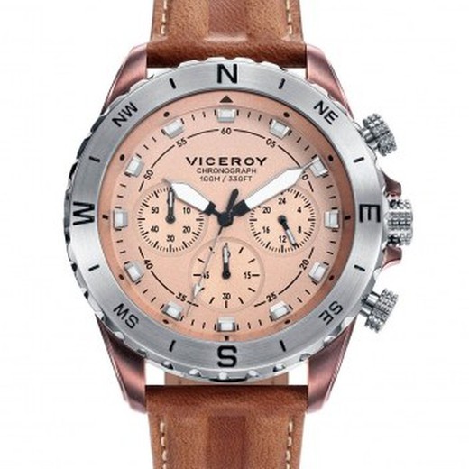 Męski zegarek Viceroy 471113-47 z brązowej skóry