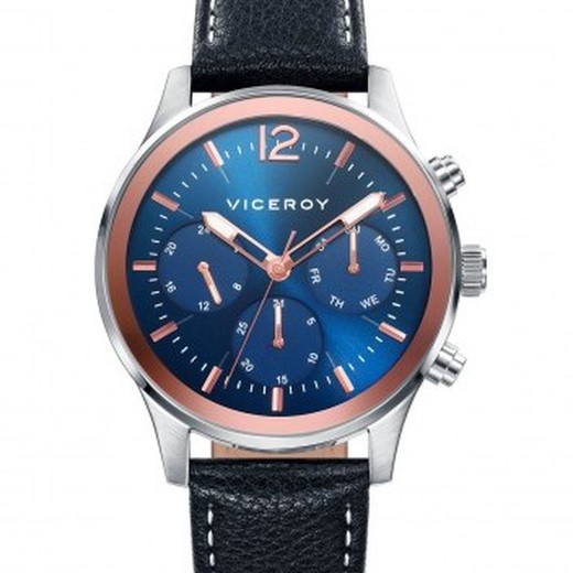 Męski zegarek Viceroy 471135-35 z czarnej skóry