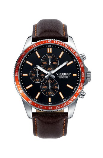 Relógio masculino Viceroy Sportif laranja couro 40433-95