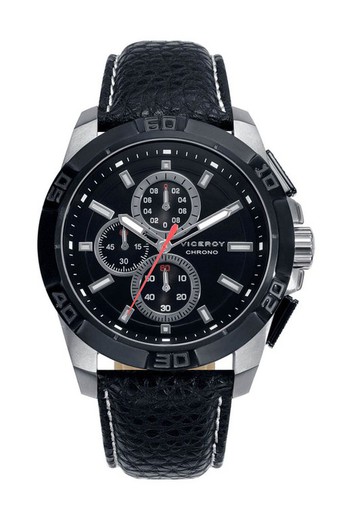 Viceroy Herren Sportif Black Leather Watch 432347-57