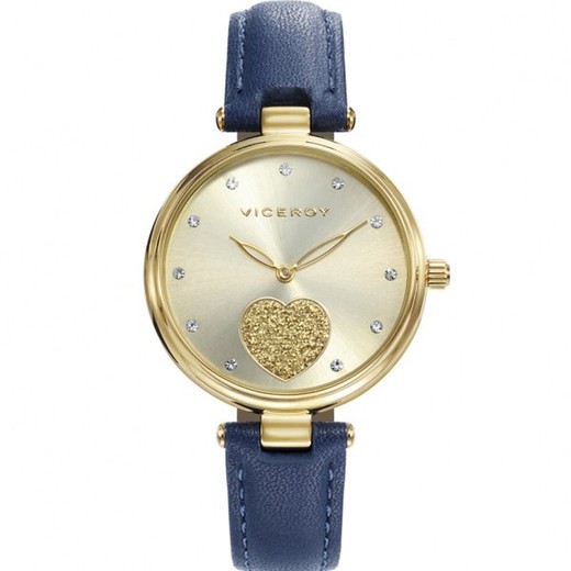 Zegarek damski Viceroy 401060-27 z niebieskiej skóry