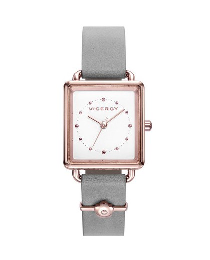 Viceroy Ladies Watch 401098-07 Gray Leather Square