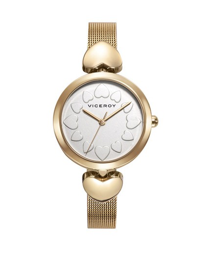 Viceroy Ladies Watch 401138-97 Gold Mat Hearts