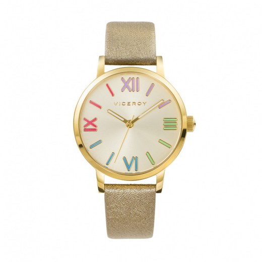Viceroy Ladies Watch 471256-93 Golden Leather