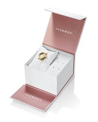 Viceroy Girl Watch 401010-99 White Leather and Silver Communion Earrings