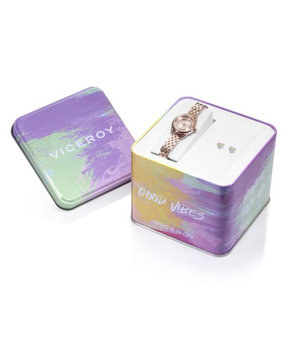 Viceroy Girl Watch 401012-98 Pink and Heart Earrings Communion Pack