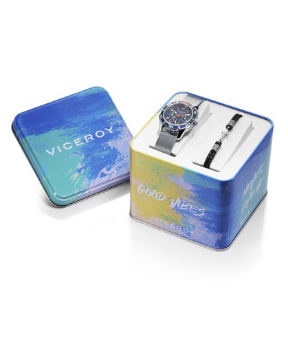 Viceroy Child Watch 401267-35 Stålmatta och svart armband