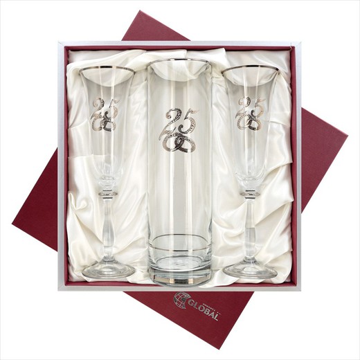 Gedenkvase+Glas-Set GA4251V Allianzen 25 Jahre