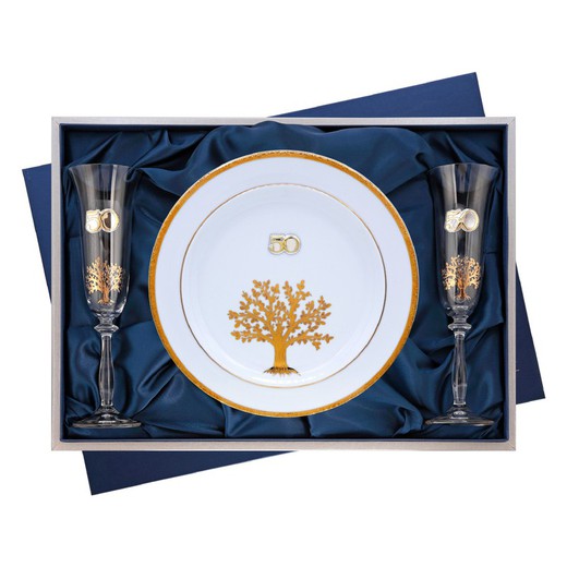 Set Piatto + Tazze Commemorativi GA4309C Albero della Vita 50 Anni