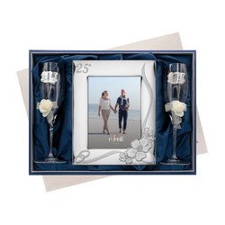 Set portafoto tazze anniversario 18x24 cm EV9073/03V Rosa Alliances 25 anni