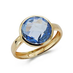 Bague en or 9 carats 12 mm 9K19304-AZ Pierre bleue