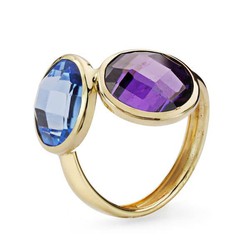 Bague en Or 9 carats 12 mm 9K19323 Pierres Bleues et Violettes