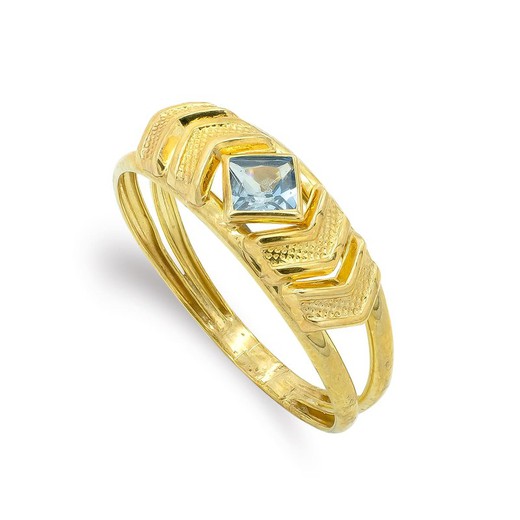 Ring aus 9-karätigem Gold, 4 mm, 9K14571-AM, Aquamarin