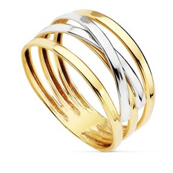 Bicolor-Silberring aus 9-karätigem Gold, 10 mm, 9K14791, Bänder