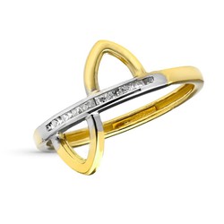 Bicolor-Silberring aus 9-karätigem Gold, 13 mm, 9K20630-2, Zirkonia