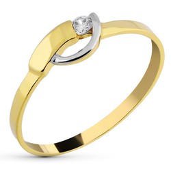 Bicolor-Silberring aus 9-karätigem Gold, 5 mm, 9K20508-2, Zirkonia