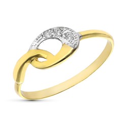 Anello in argento bicolore oro 9kt 7mm 9K20776-2 Zirconia