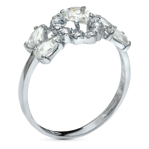 Bague en or blanc 18 carats 11 mm 20421-2 Zircone