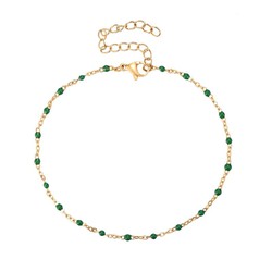 Bracelet de Cheville Acier Doré 20+5cm TAL0001DOEGXX Émail Vert Foncé