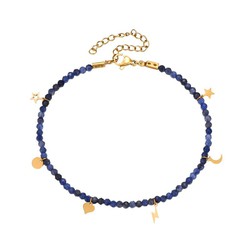 Tobillera Acero Dorado 20+5cm TAM0005DOSL Sodalite Charms