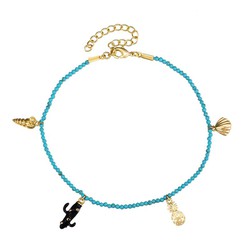 Bracelet de Cheville Bronze 20+5cm TBM0001DOTU Turquoise Charms Del Mar