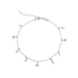 Tobillera Plata 21+5cm TO00009RH Luna Rayo Estrella