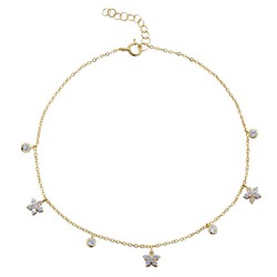 Gylden Sølv Anklet 23+2cm TOZ0014DOCZXX Zircon Star