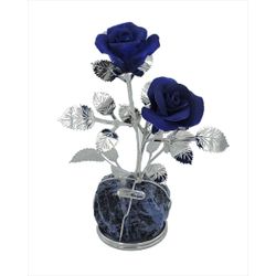 2 Flores Latón 14cm NF0050E-AZ Azules Base Mineral Azul