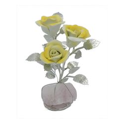 3 Flores Latón 17cm NF0050F-A Amarillas Base Mineral Rosada