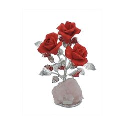 3 Flores Latón 17cm NF0050F-R Rojas Base Mineral Rosada