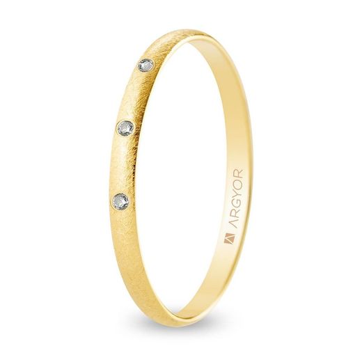 Or 18 carats Argyor-MRM 2,00 mm (18)A20RH3D finition glacée 3 diamants 0,03 ct H-SI