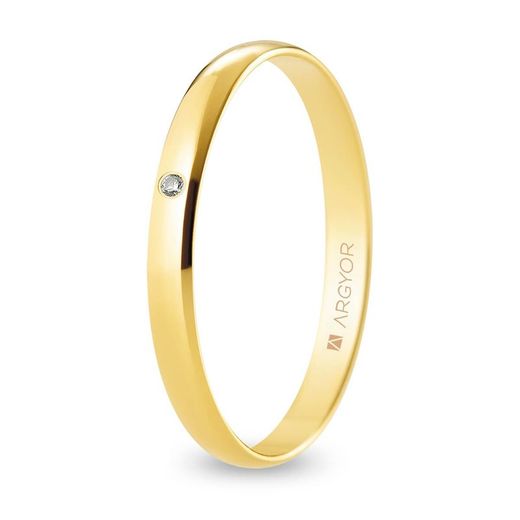 Aliança Or 18kts Argyor-MRM 2,50mm (18)A25RP1D Acabat Poliment Diamant 0,01ct H-SI