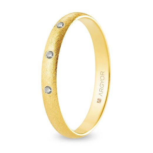 Aliança Or 18kts Argyor-MRM 3,00mm (18)A30CH3D Acabat Gel 3 Diamants 0,045ct H-SI