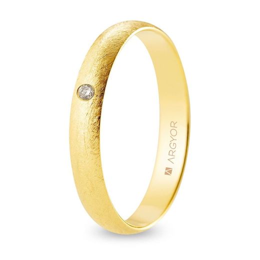 18kt Gold Argyor-MRM Wedding Band 3.50mm (18)A35CH1D Ice Finish Diamond 0.02ct H-SI