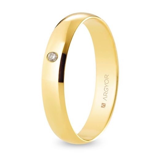18kt Gold Argyor-MRM Wedding Band 4.00mm (18)A40CP1D Polished Finish Diamond 0.02ct H-SI