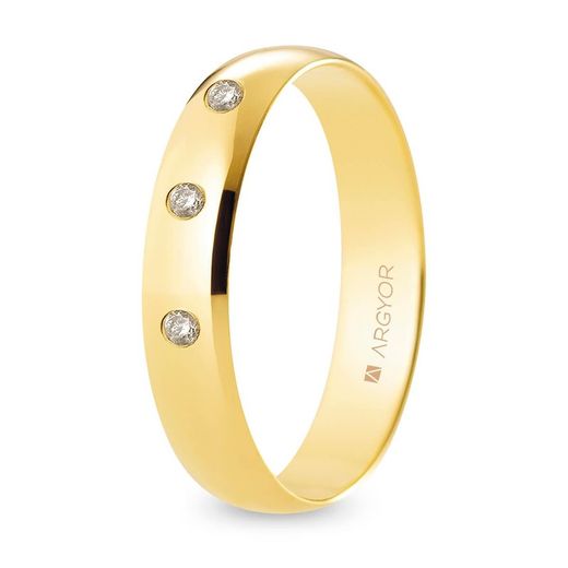Alliance en or 18 carats Argyor-MRM 4,50 mm (18)A45CP3D finition polie 3 diamants 0,06 ct H-SI
