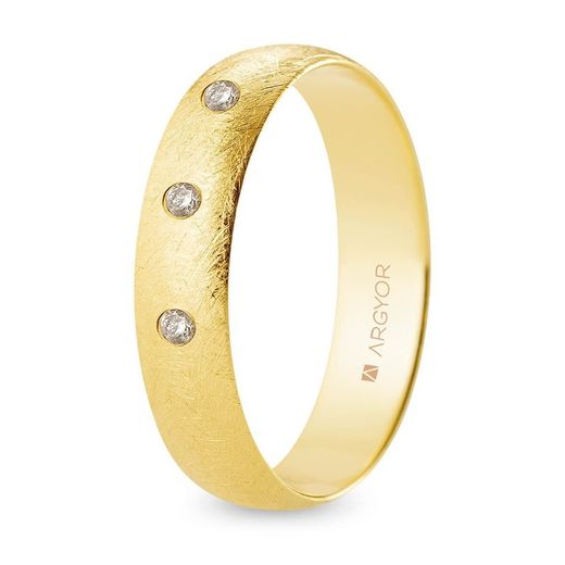 Aliança Or 18kts Argyor-MRM 5,00mm (18)A50CH3D Acabat Gel 3 Diamants 0,06ct H-SI