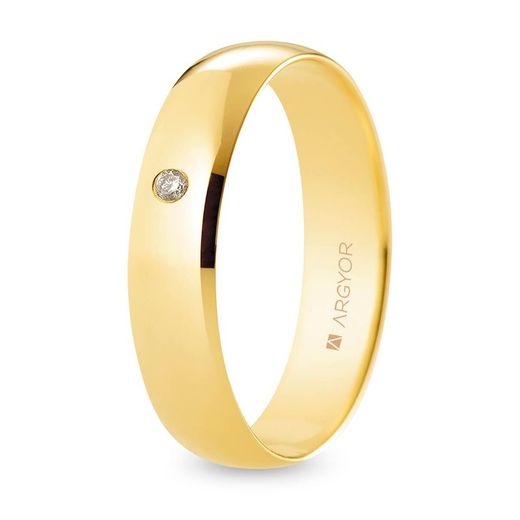Aliança Or 18kts Argyor-MRM 5,00mm (18)A50CP1D Acabat Poliment Diamant 0,02ct H-SI