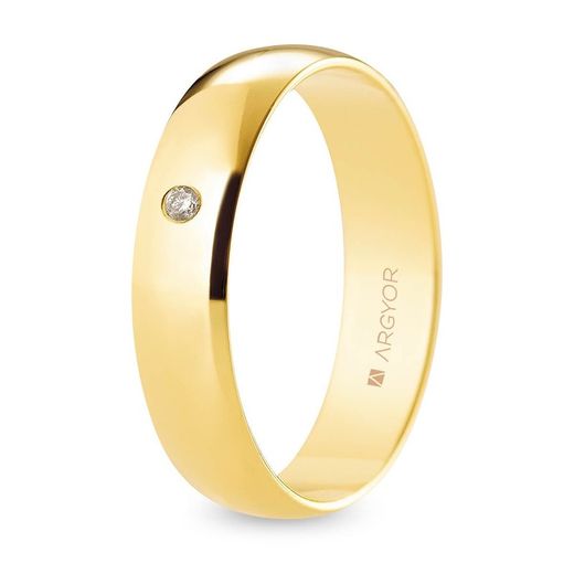 Aliança Or 18kts Argyor-MRM 5,00mm (18)A50RP1D Acabat Poliment Diamant 0,02ct H-SI