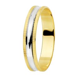 Alianza Oro Bicolor 18kts Bordes Estriados 02000090/31 4mm